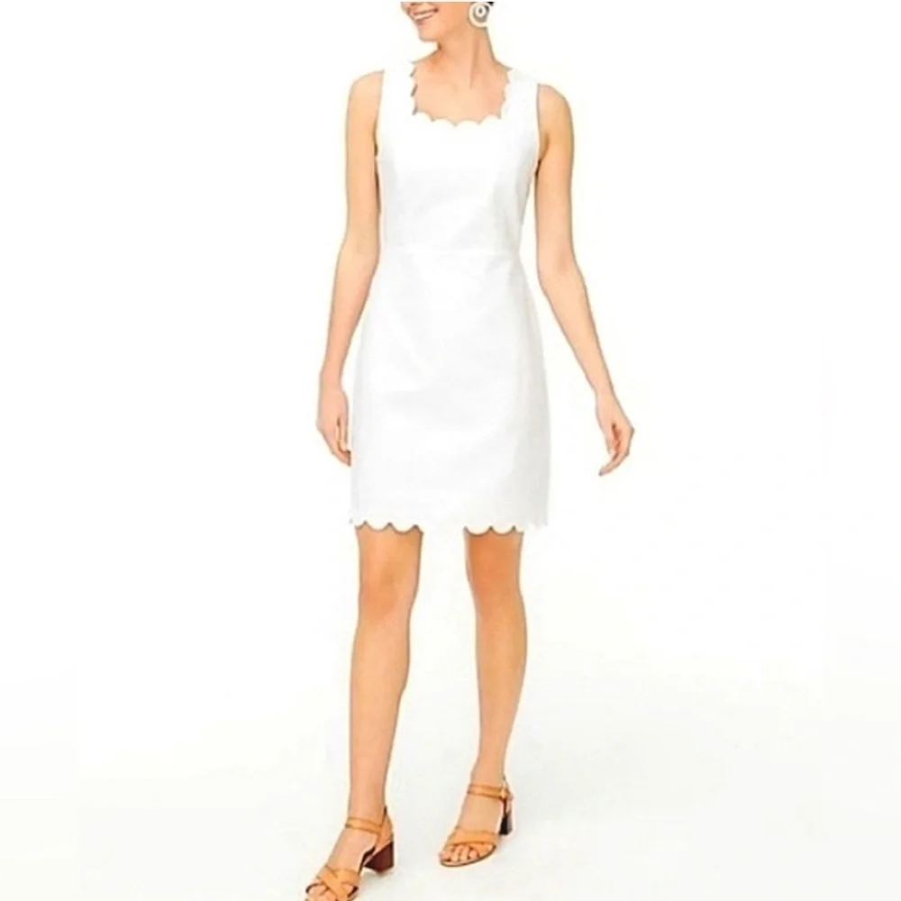 NWT J. Crew Cream Scalloped Mini Dress - Size 2